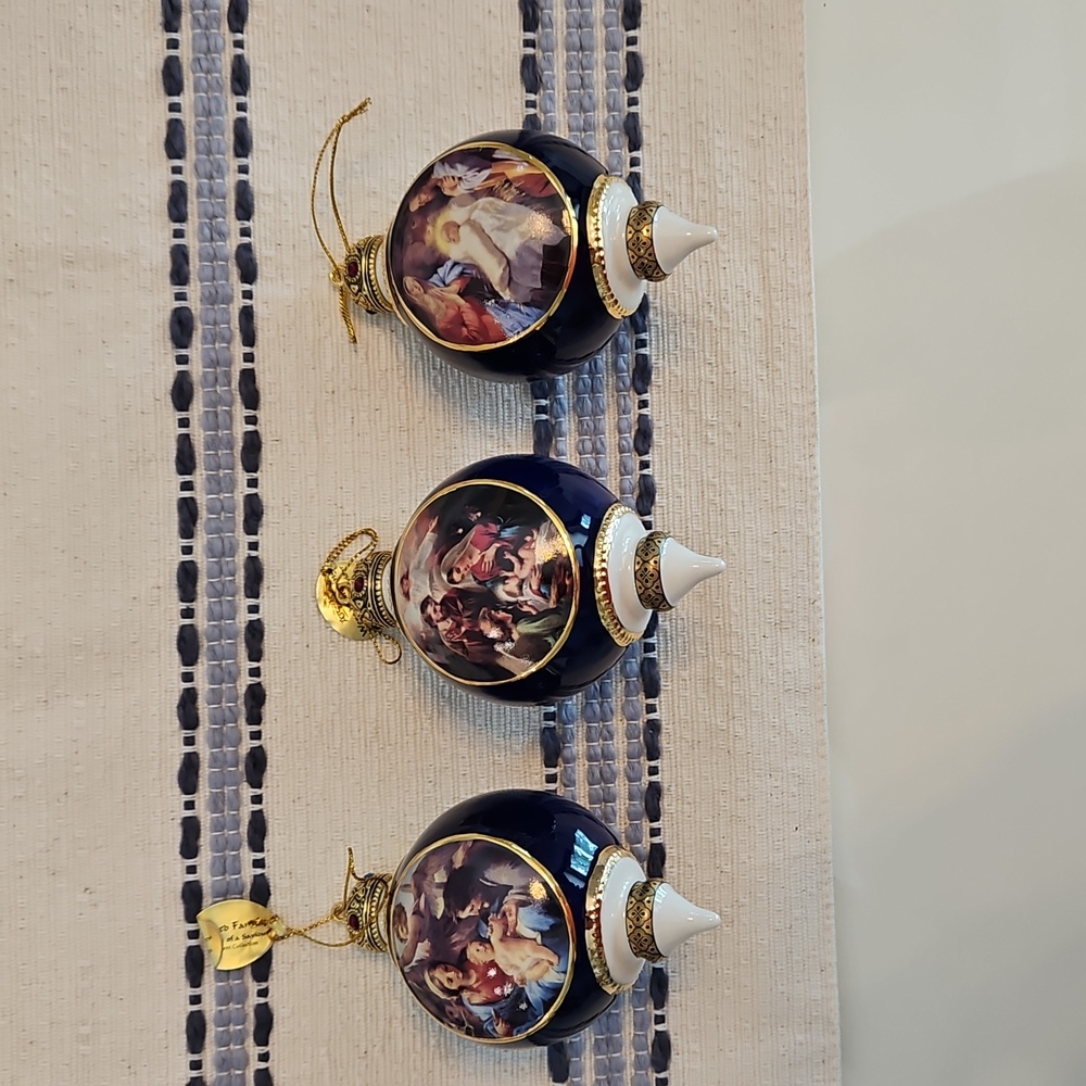 3 Bradford Editions 'Promise of a  Saviour' Heirloom Porcelain Ornaments